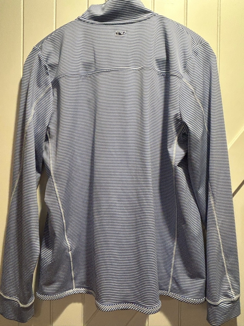 Vineyard Vines Blue Striped Performance Sankaty Shep Shirt Quarter-Zip Pullover - Picture 11 of 11